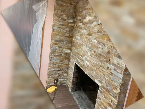 Interior stone fireplace central islip new york