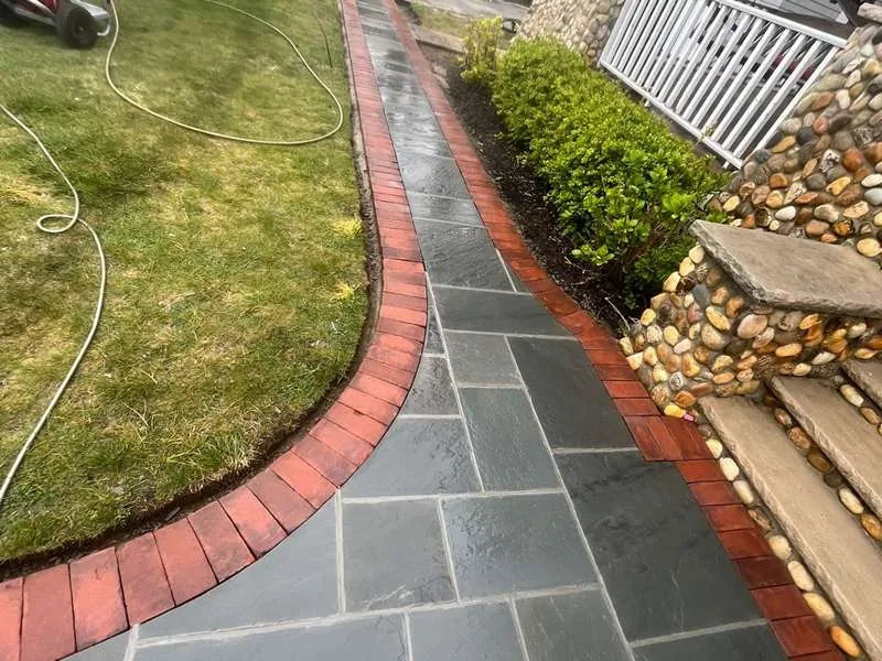 Bluestone walkway brick edge central islip new york