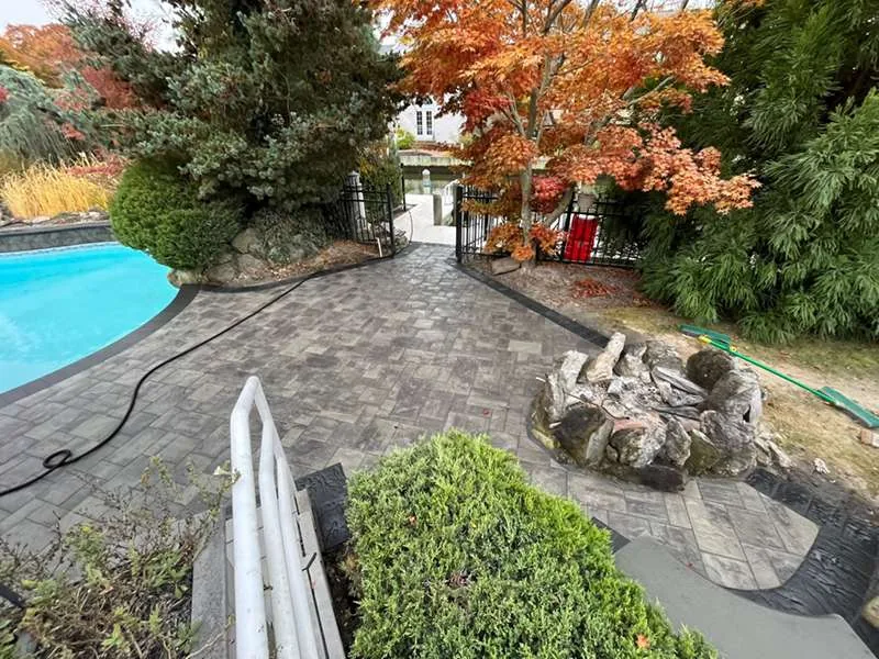 Paver patio pool fire pit central islip new york