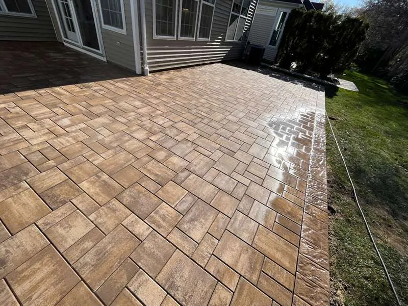 Tan paver patio lawn central islip new york