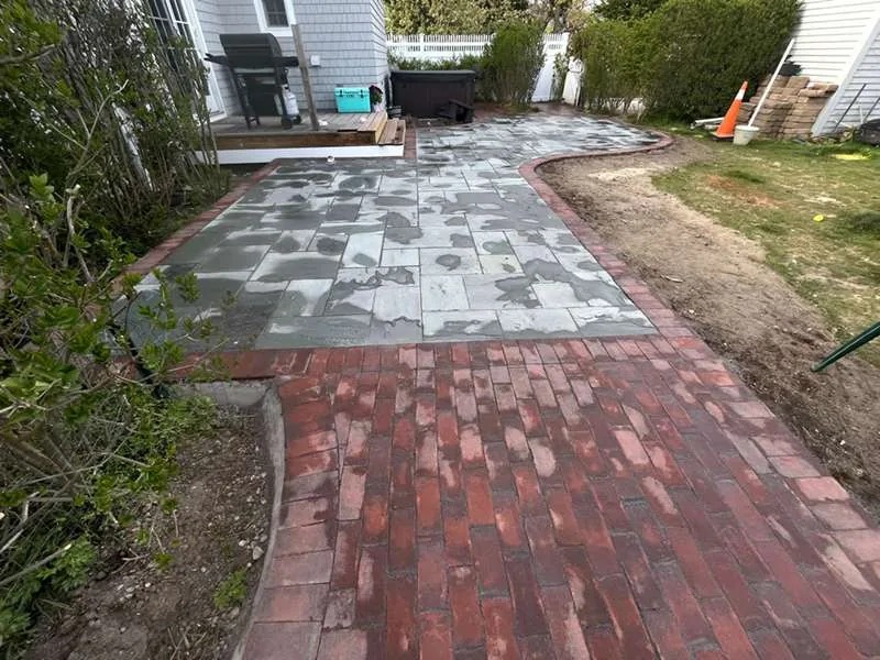 Paver walkway and brick patio central islip new york
