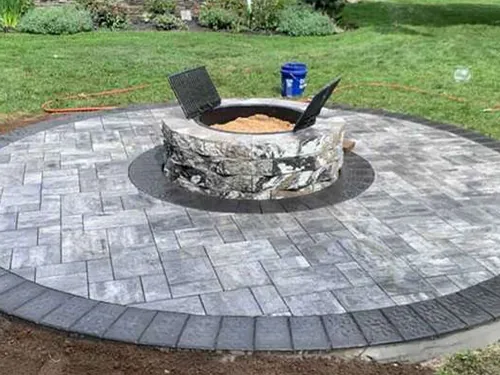 Circular paver patio fire pit central islip new york