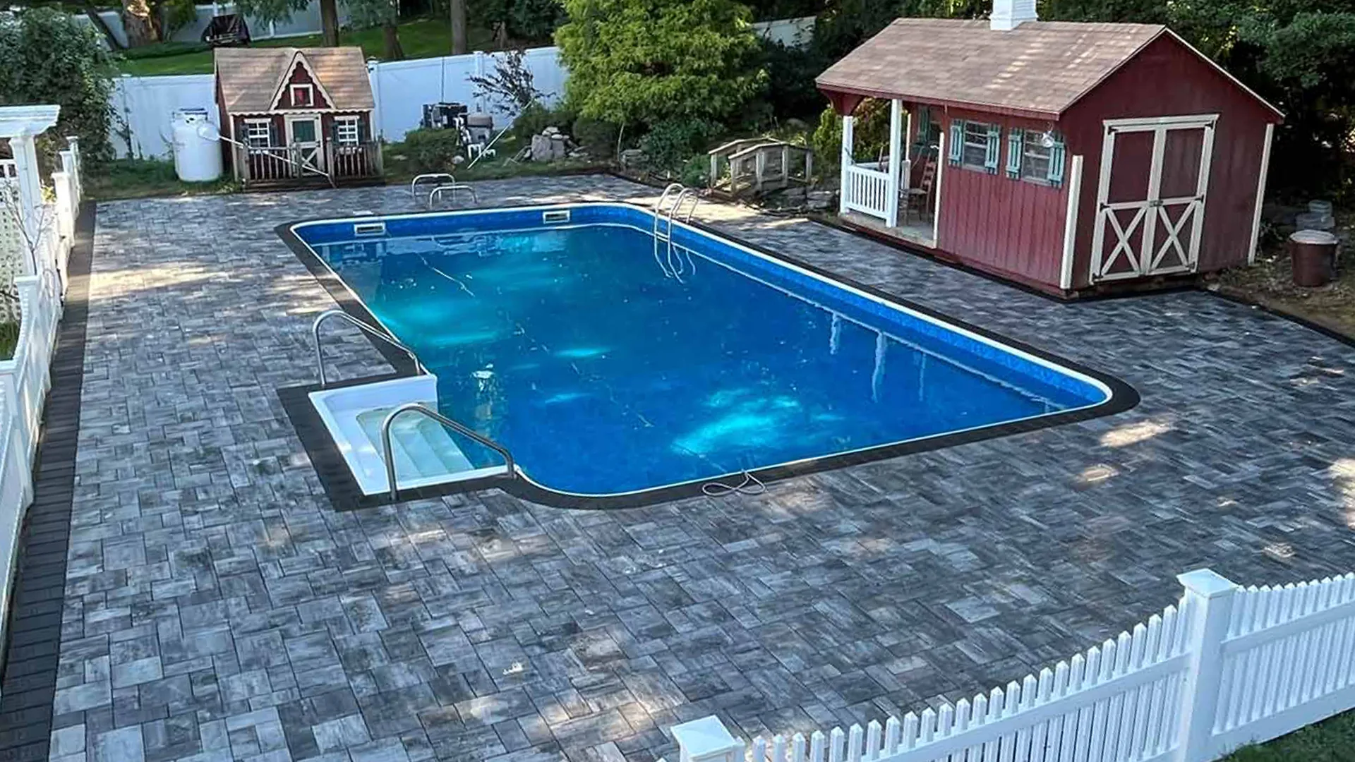 Pool and red shed central islip new york