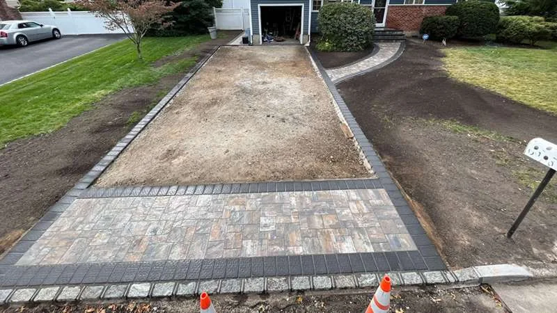 Prepared base and paver apron before the blacktop goes down.